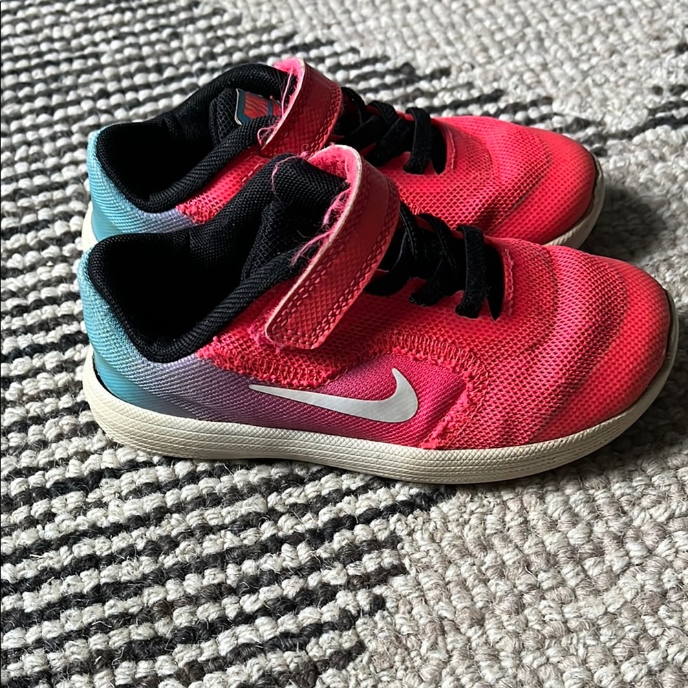 Nike Pink and Blue Sneakers with Velcro Straps